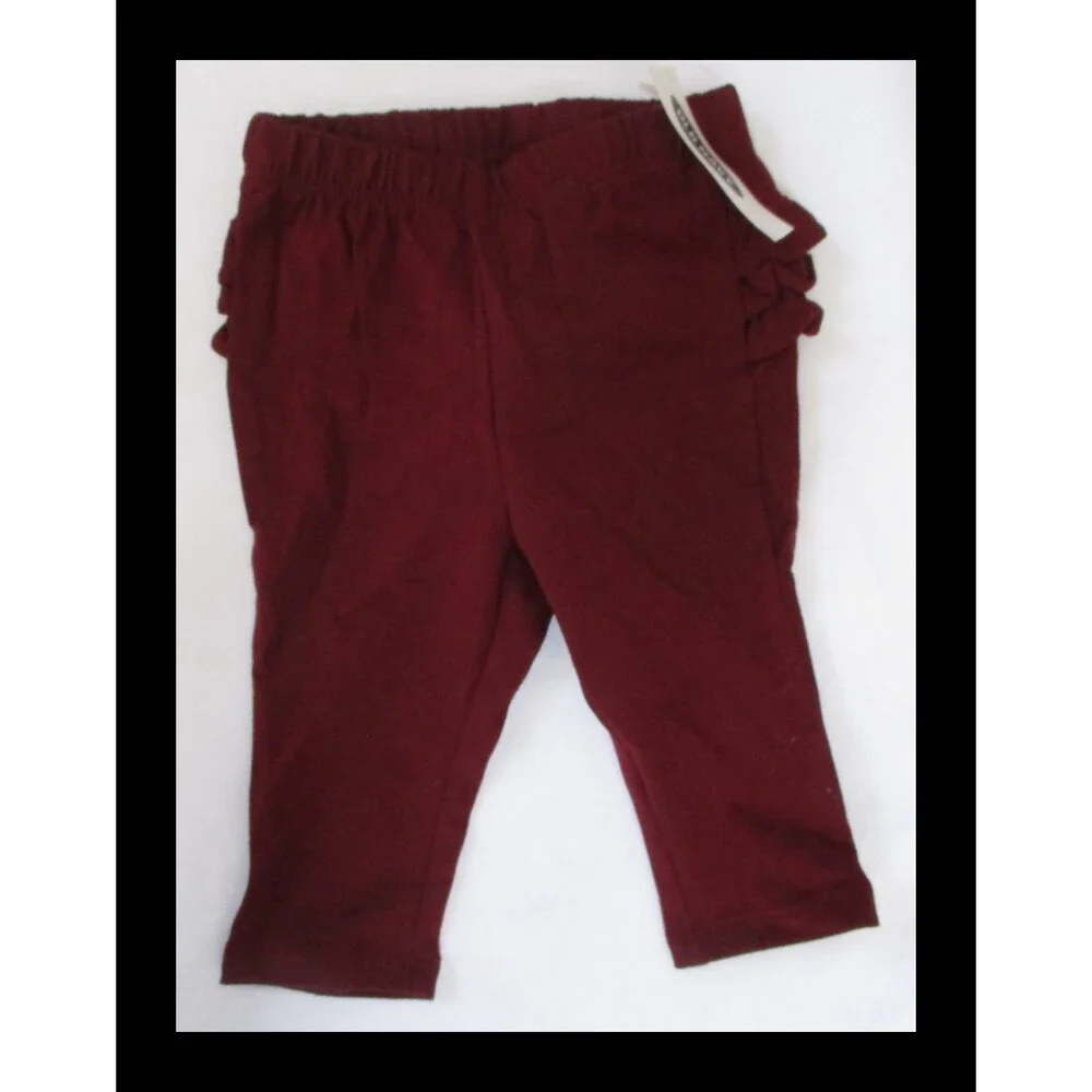 Old Navy Baby Girl Burgandy Ruffle Butt Stretch Pants Size 3-6m NEW